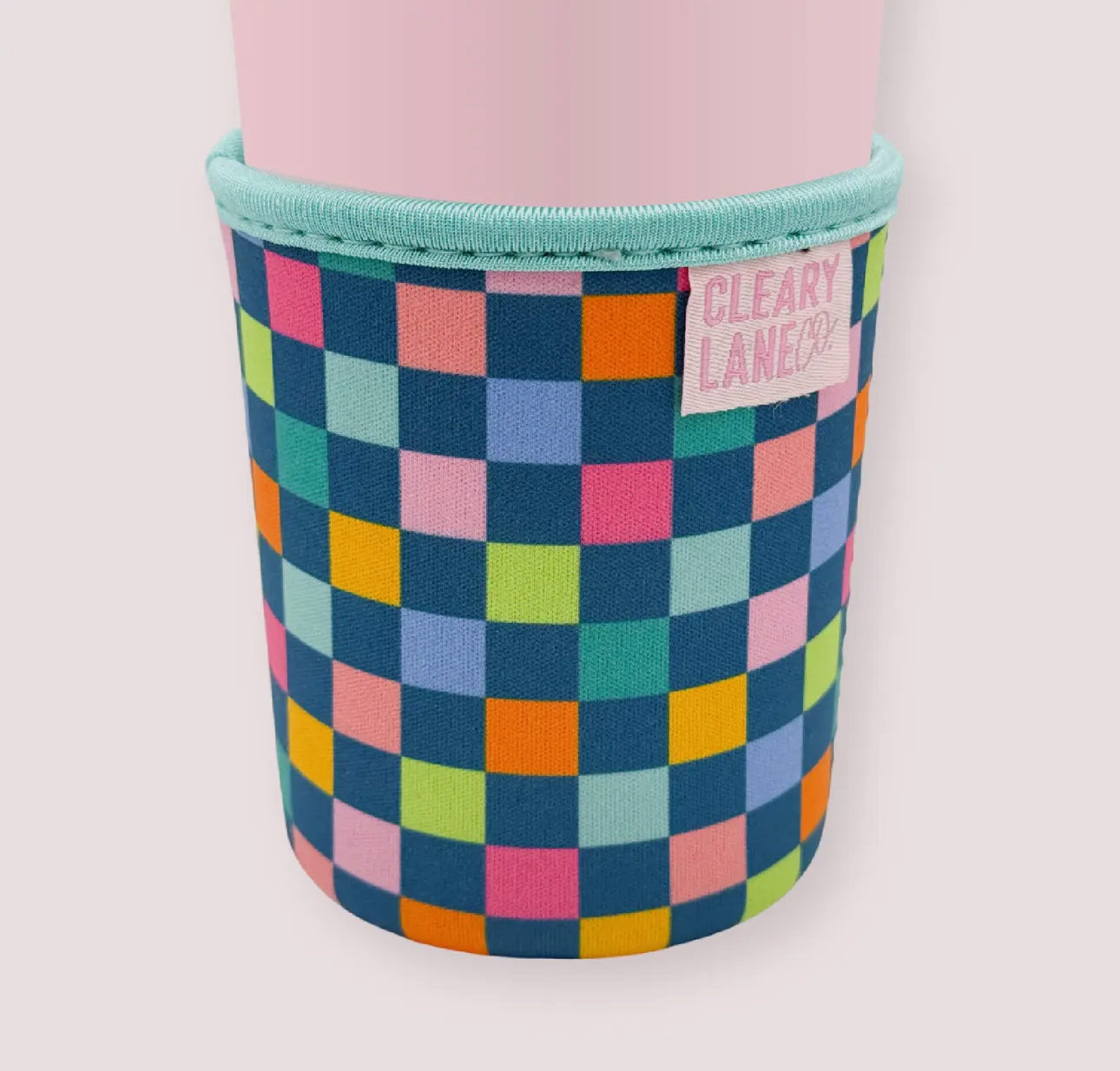 Iced Coffee Sleeve -SMALL SIZE Blue Checkerboard