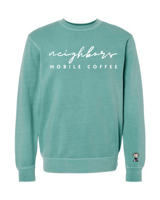 PRE-ORDER -Cursive Neighbors with Coffee Guy Sleeve - Pigment Mint