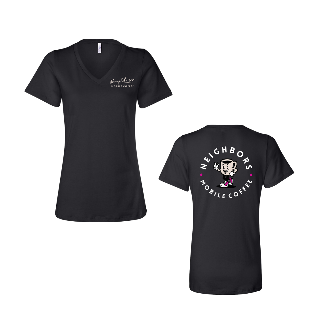 Neighbors Logo V-neck -BELLA + CANVAS - Women’s Relaxed Jersey V-Neck Tee