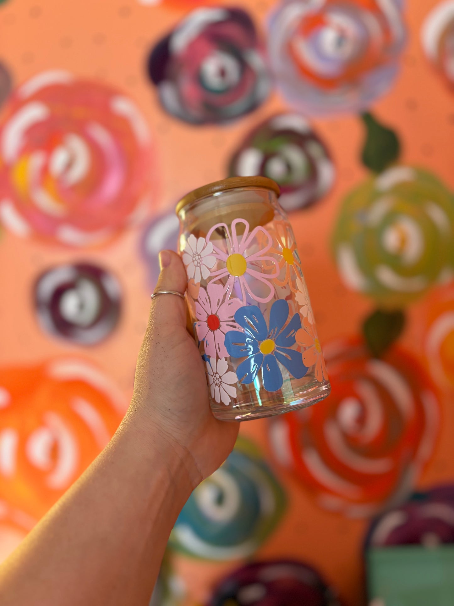 Floral - beer can glass (iridescent)