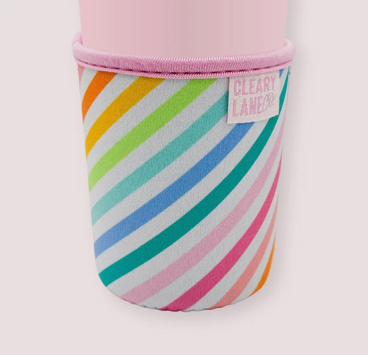 Iced Coffee Sleeve -SMALL SIZE White Stripes