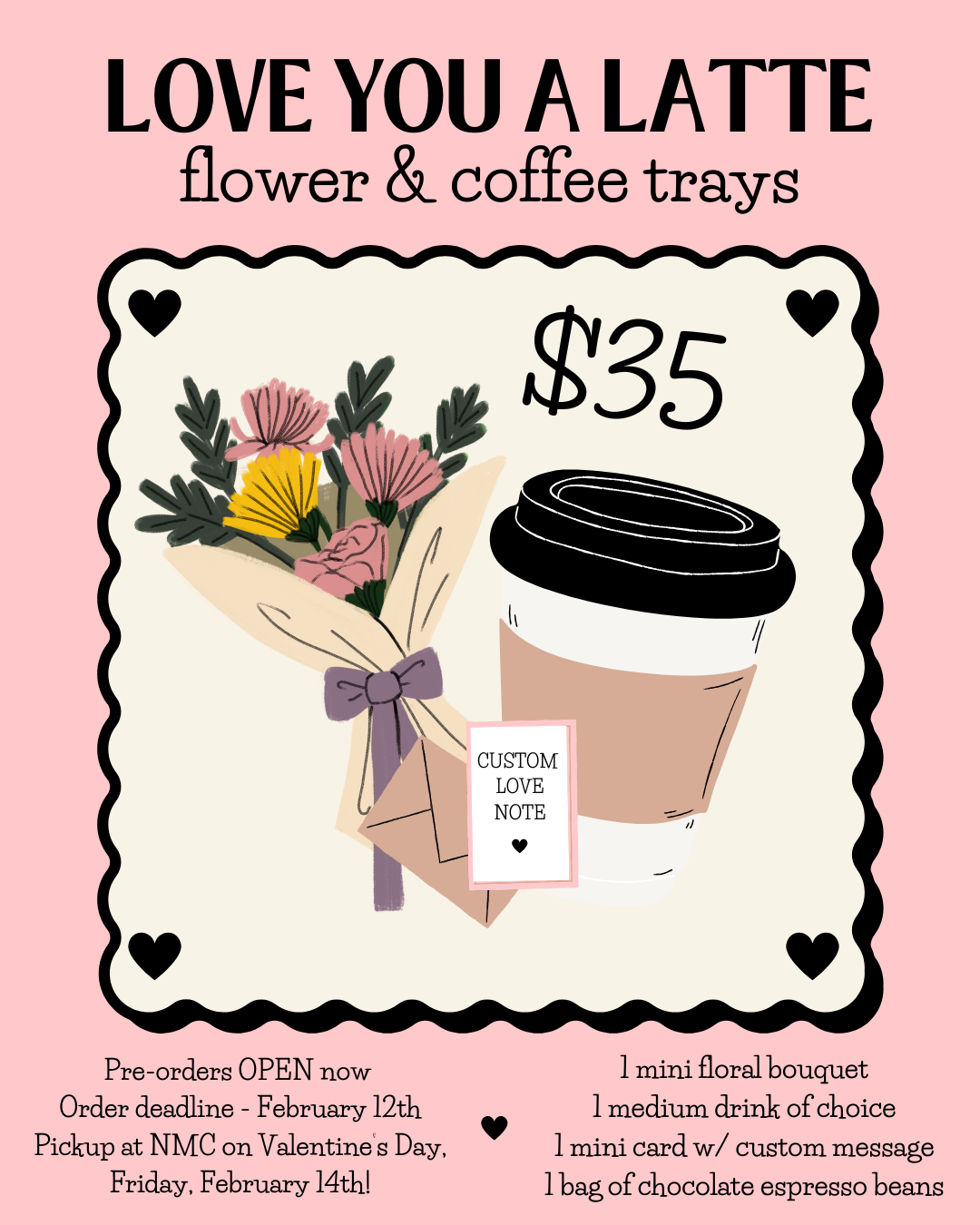 Love You A Latte - Flower & Coffee Trays